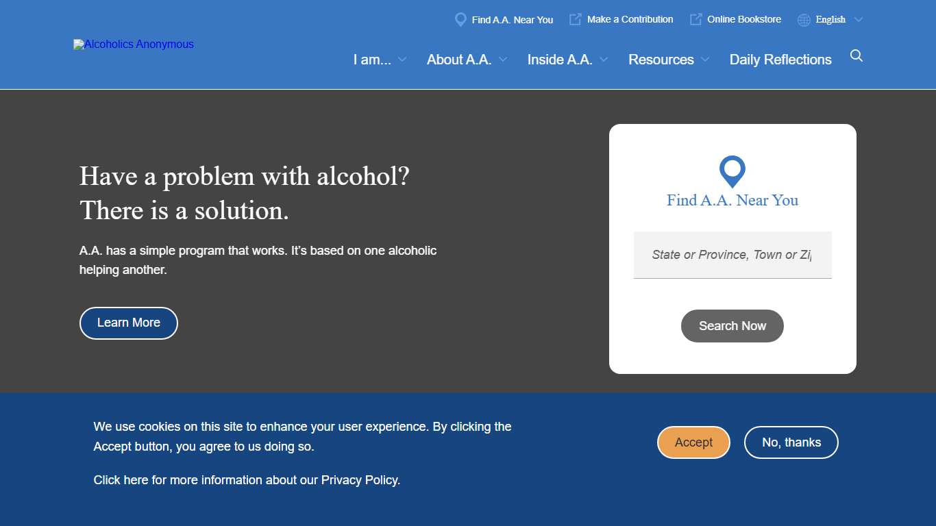 Have a problem with alcohol? There is a solution. Alcoholics Anonymous